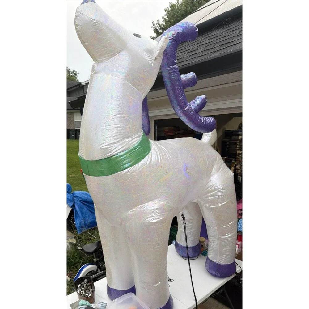 Gemmy Airblown 6.5 Ft Iridescent Reindeer LED Christmas Inflatable w/ Box Tested